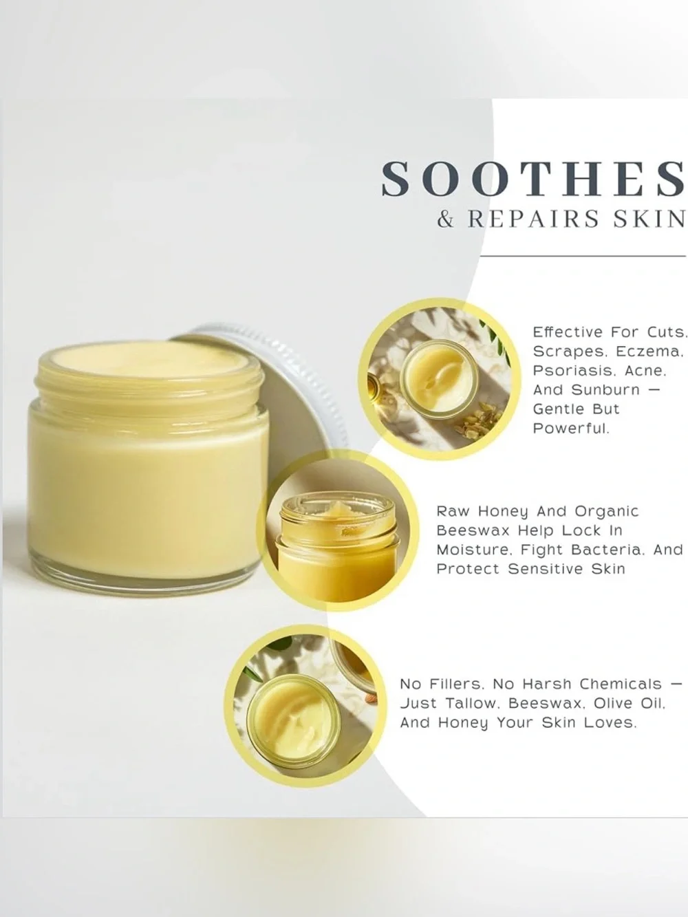 Tallow & Honey Balm – Fragrance-Free – 2 oz